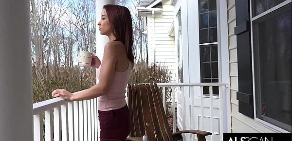  Paisley Rae Cums Again and Again on Her Front Porch